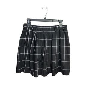 Hot Topic Pleated Plaid High Waist Black White Skater Mini Skirt Size Medium